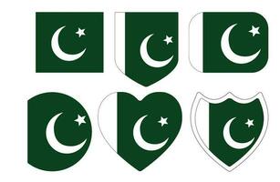 Flag of Pakistan in shape set. Pakistan flag in shape set. vector
