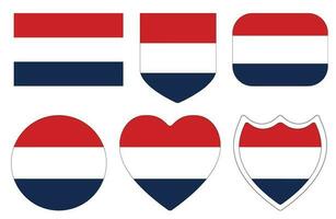 Netherlands flag in design shape set. The Flag of the Netherlands in a design shape set. vector