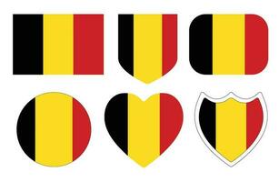 Flag of Belgium in design shape set. vector