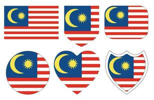 Malaysian flag in design shape set. Flag of Malaysia in design shape set. vector