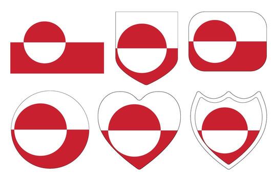 Flag of Greenland in design shape set . Greenland flag in design shape set vector
