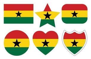 Ghana flag in design shape set. Flag of Ghana in design shape set. vector