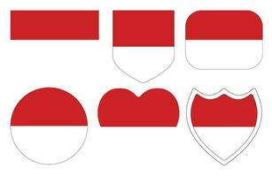 Indonesian flag in design shape set. Flag of Indonesia in design shape set. vector