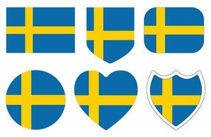 Flag of Sweden in shape set. Sweden flag in shape set vector