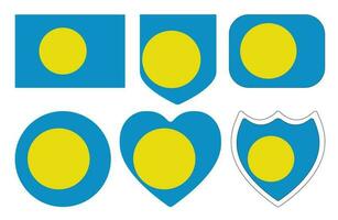 Palau flag in shape set. Flag of Palau in shape set. vector