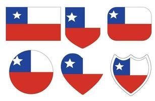 Flag of Chile in shape set. Chile Flag in shape set. vector