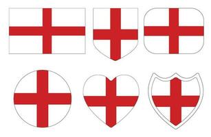 Flag of England set. England flag in design shape set. vector