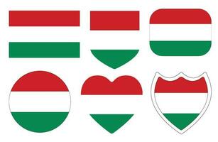 Hungary flag in design shape set. Flag of Hungary in design shape set. vector