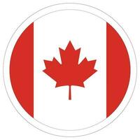 Canada Flag in circle shape. Flag of Canada white frame round vector