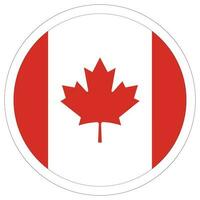 Canada Flag in circle shape. Flag of Canada white frame round vector