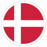 Flag of Denmark circle shape. Danish Flag in circle. vector