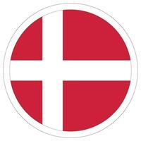 Flag of Denmark circle shape. Danish Flag in circle. vector