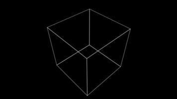 A wireframe cube element rotates - Loop video