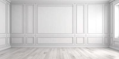 Empty White Wooden Wall, Interior Design, photo