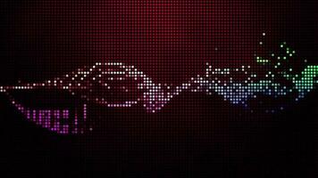 Halftone dots abstract digital technology animated multicolored light on red background. video