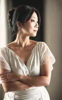 portrait photo of beautiful middle aged adult asian woman,