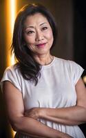 portrait photo of beautiful middle aged adult asian woman,