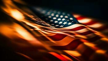 patriótico celebracion con americano bandera y estrellas generado por ai foto