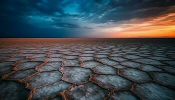 Sunset over arid mountain landscape, tranquil beauty generated by AI photo