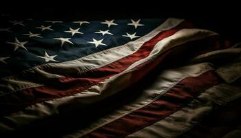 vibrante bandera ondulación, símbolo de americano orgullo generado por ai foto