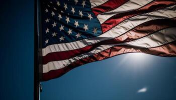 Freedom waving in patriotic wind, majestic symbol generated by AI photo