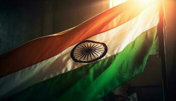 Waving indian flag symbolizes patriotism and freedom generated by AI photo