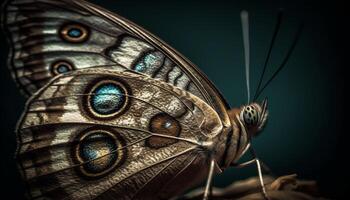 Multi colored butterfly wing, fragile beauty in nature generated by AI photo