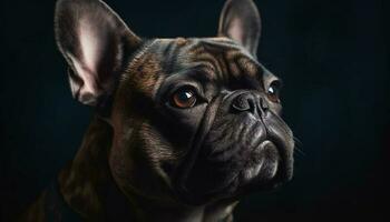 Cute French bulldog puppy looking at camera generated by AI photo