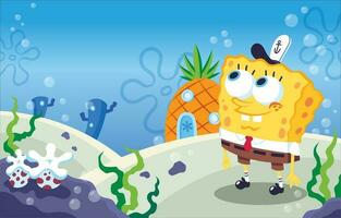 Cute Sponge Character Background vector