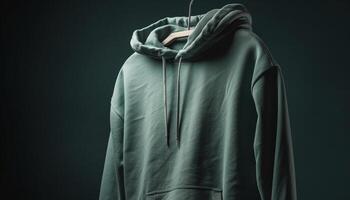 Fashionable men winter jacket with hooded sweatshirt generated by AI photo