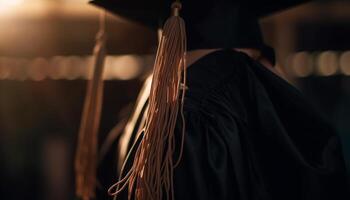 standing in graduation gown smiling generated by AI photo