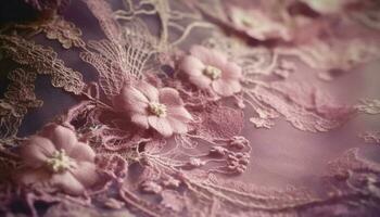 Elegant floral pattern on old fashioned silk clothing generated by AI photo