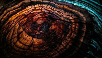 Tree trunk cross section reveals concentric growth rings generated by AI photo