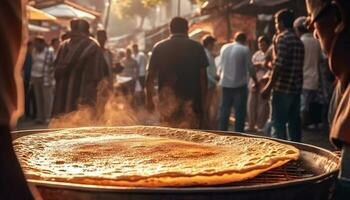 interrogatorio intenso Fresco comida al aire libre, un verano tradicion generado por ai foto