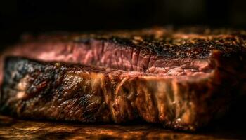 A la parrilla Cerdo filete, jugoso y deliciosamente ahumado generado por ai foto