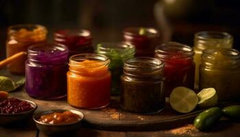 Fresco orgánico vegetariano comida con vibrante verano colores generado por ai foto