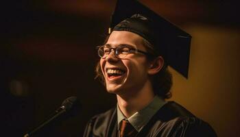 Young adult graduates with joy and confidence generated by AI photo