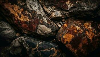 antiguo Roca muro, áspero textura, naturaleza belleza generado por ai foto