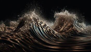 Flowing wave pattern in deep blue water generated by AI photo