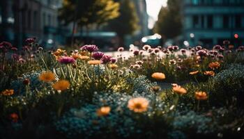 flower head in vibrant meadow landscape generated by AI photo