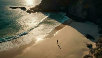 surf el grande sur línea costera a puesta de sol generado por ai foto