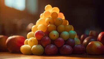 Vibrant fruit bowl healthy, fresh, and delicious generated by AI photo