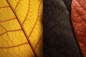 brillante macro Disparo de vistoso otoño hojas, ai generado foto