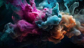 Abstract motion exploding in multi colored ink design generated by AI photo