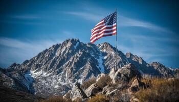 Majestic mountain range, freedom in nature beauty generated by AI photo