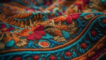 tejido lana alfombra con vibrante multi de colores modelo generado por ai foto