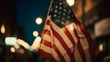 iluminado americano bandera simboliza patriotismo y libertad generado por ai foto