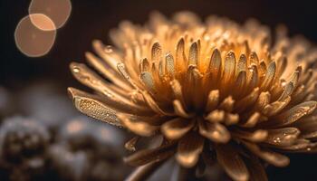 Bright yellow daisy, wet with dew drops generated by AI photo