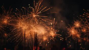 brillante fuegos artificiales explotando en vibrante celebracion generado por ai foto