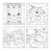 The Birth of a Robot Cat in Children Coloring Book Pages vector